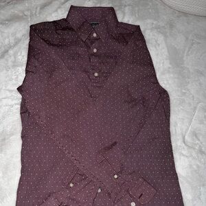 Express Maroon and White Pinstripe Shirt